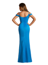 Elegant Cold Shoulder Soft Satin Simple Mermaid Long Bridesmaid Dresses Online