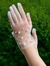 Elegant Pearl Simple Short Bridal Gloves, VM05