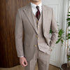 Beige Casual Men's 3 pieces Suit Wide Peak Lapel Flat Tuxedo CN499