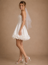 ChicSew Fancy Strapless Ruching A-Line Satin Mini-Length Wedding Dress