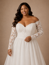 ChicSew Elegant Sweetheart Long Sleeves A-Line Lace Appliques Chiffon Maxi Wedding Dress