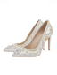 Pointed Toe Ivory Pearl Toe High Heel Bridal Wedding Shoes