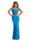 Elegant Cold Shoulder Soft Satin Simple Mermaid Long Bridesmaid Dresses Online