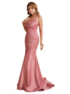 Sexy Silky Satin Sweetheart Mermaid Side Slit Ruched Long Bridesmaid Dresses