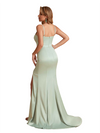 Sexy Silky Satin Spaghetti Straps Mermaid Side Slit Floor Length Bridesmaid Dresses Online