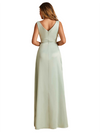 Sexy V-Neck Soft Satin Formal A-Line Long Bridesmaid Dresses Online
