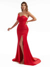 Elegant One Shoulder  Floor Length Mermaid Bridesmaid Dresses In Satin