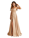 Sexy Spaghetti Straps Soft Satin A-Line Side Slit Pretty Long Bridesmaid Dresses Online