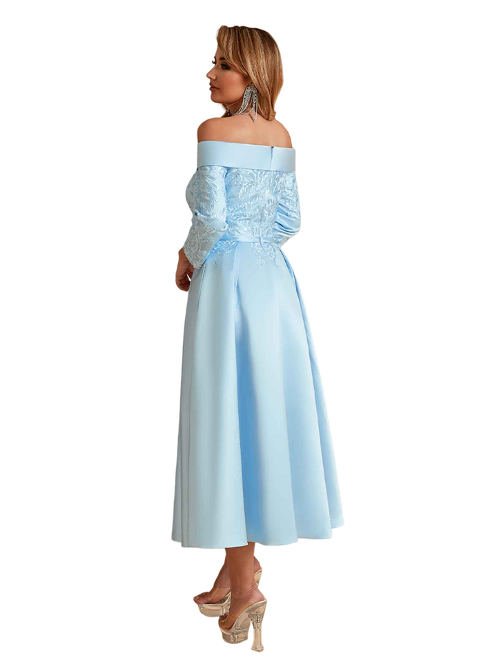 Elegant Silky Satin Lace Applique A-Line Mother Of The Brides Dresses Online