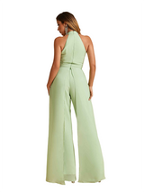 Elegant High Neck Chiffon Long Women's Pantsuit Jumpsuit For Bridesmaids