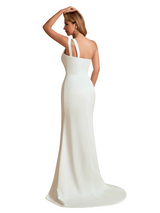 Elegant One Shoulder Soft Satin Mermaid Pretty Long Bridesmaid Dresses Online