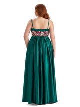 Unique Lace Spaghetti Straps Soft Satin Long Plus Size Bridesmaid Dress For Wedding
