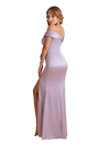 Elegant One Shoulder Silky Satin Mermaid Side Slit Pretty Long Bridesmaid Dresses