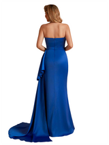 Elegant Sweetheart Soft Satin Mermaid Side Slit Pretty Long Bridesmaid Dresses