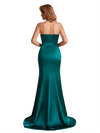 Elegant Silky Satin Asymmetric Mermaid Side Slit Maxi Bridesmaid Dresses Online