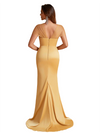 Elegant Cap Sleeves Side Slit Mermaid Tulle Satin Long Bridesmaid Dresses Online