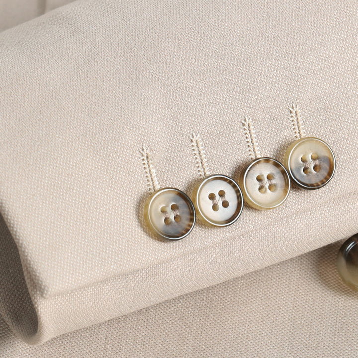 Beige 2 pieces Men’s Suit Flat Double Breasted Notch Peak Lapel Tuxedo CN510