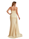 Sexy Asymmetric Soft Satin Mermaid Side Slit Long Bridesmaid Dresses Online