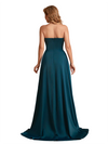 Elegant Silky Satin Strapless Sweetheart A-Line Side Slit Floor Length Bridesmaid Dresses