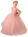 Flower Girls with Bow A-line Princess Gown for Wedding Kids Dress