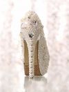 Womens Platform Pearl Rhinestone Wedding Shoes High Heel Party Evening  Bridal Crystal Shoes