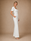ChicSew Modern Unique Short Sleeves Crepe Floor-Length Wedding Jumpsuit