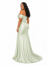 ChicSew One Shoulder Mermaid Side Slit Ruched Soft Satin Floor-Length Bridesmaid Dresses
