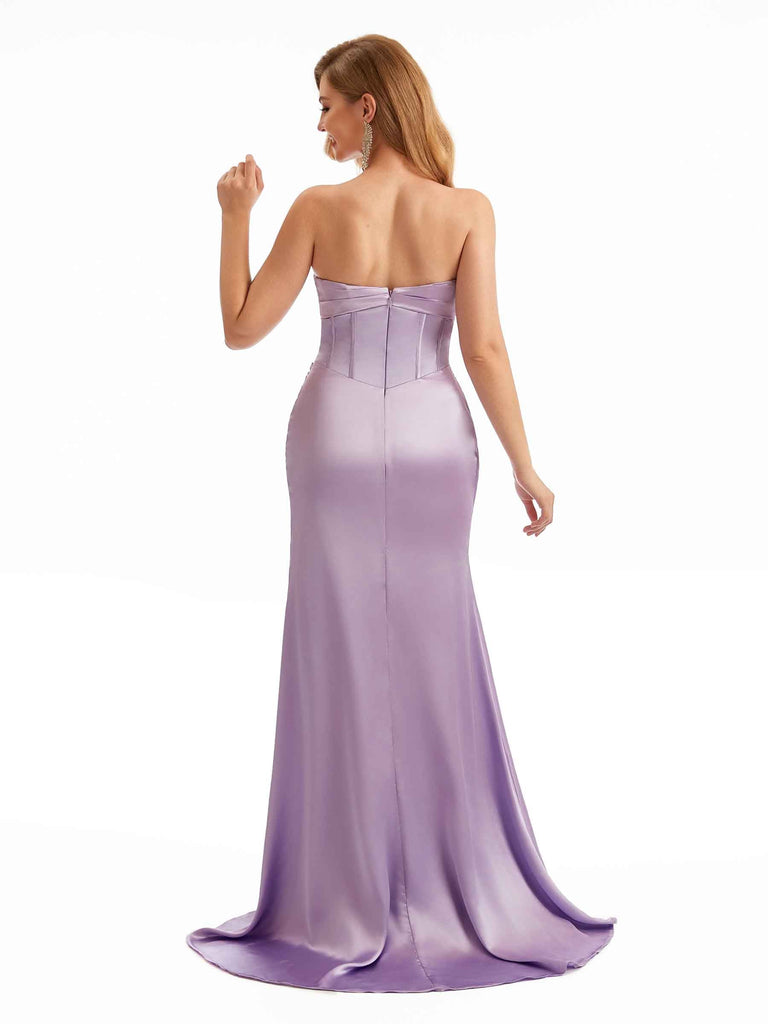 Strapless Stretchy Spring Satin Bridesmaid Dresses