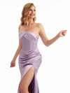 Strapless Stretchy Satin Bridesmaid Dress Neutral