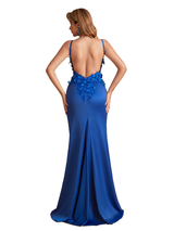 Sexy Silky Satin Lace Spaghetti Straps Mermaid Long Bridesmaid Dresses Online