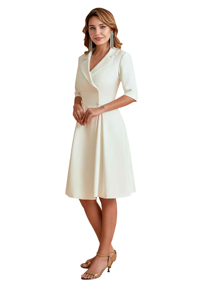 Elegant Half Sleeves Mother of the Bride Dresses With a Lapel Collar For Women