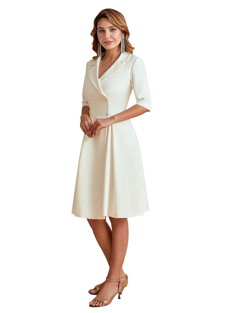 Elegant Half Sleeves Mother of the Bride Dresses With a Lapel Collar For Women
