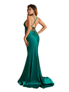Sexy Criss Cross V-Neck Ruched Mermaid Soft Satin Long Bridesmaid Dresses Online