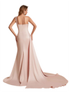 Sexy One Shoulder Soft Satin Mermaid Side Slit Pretty Long Bridesmaid Dresses Online