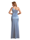 Sexy Silky Satin One Shoulder Mermaid Side Slit Long Bridesmaid Dresses Online