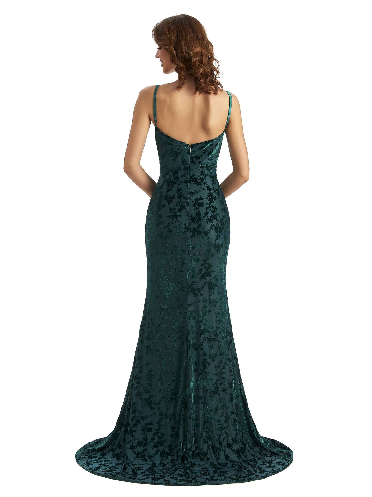 V-neck Mermaid Winter Velvet Bridesmaid Dresses
