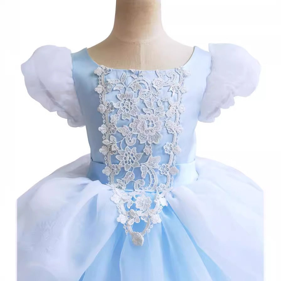 Flower Girls Blue Fairytale A-line Princess Gown for Wedding Kids Dress