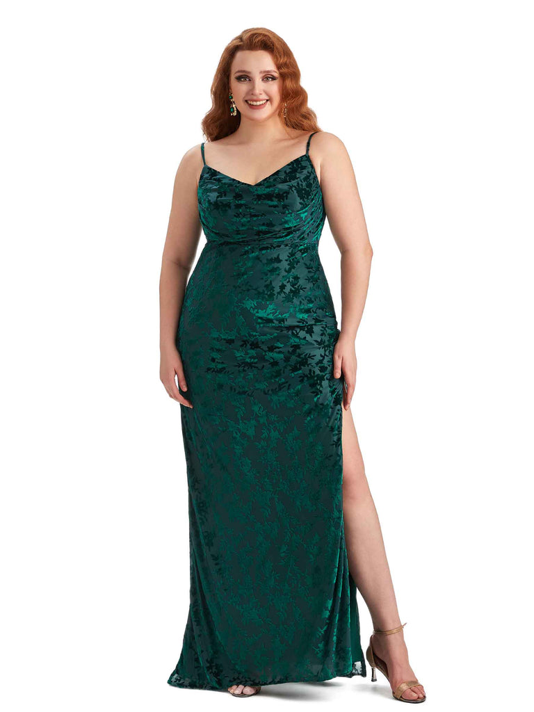 velvet floral bridesmaid dresses Mismatched Dark Green Satin Velvet Cheap Long Bridesmaid Dresses , MRB0041