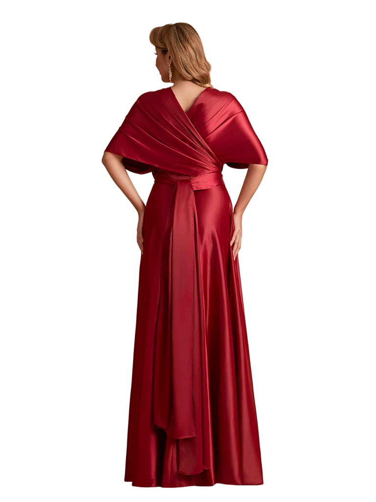 Elegant Soft Satin Convertible A-Line Side Slit Unique Long Bridesmaid Dresses