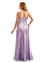 Black Simple Sweetheart Satin Long Bridesmaid Dresses