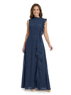 ChicSew Modern High Neck Sleeveless Chiffon Ruffle Long Mother Of The Bride Dresses