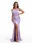 Women's Sexy One Shoulder Mermaid Silky Satin Wedding Party Maxi Dress Slit