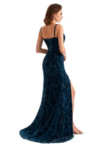 Winter Spaghetti Straps Floral Velvet Bridesmaid Dresses