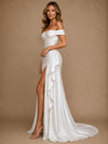 ChicSew Classy Off The Shoulder Satin Ruching Mermaid Side Slit Long Wedding Dresses