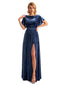Winter Jewel Bat Sleeves Velvet Bridesmaid Dresses