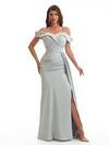 Sexy Cold Shoulder Side Slit Mermaid Soft Satin Long Bridesmaid Dresses Online