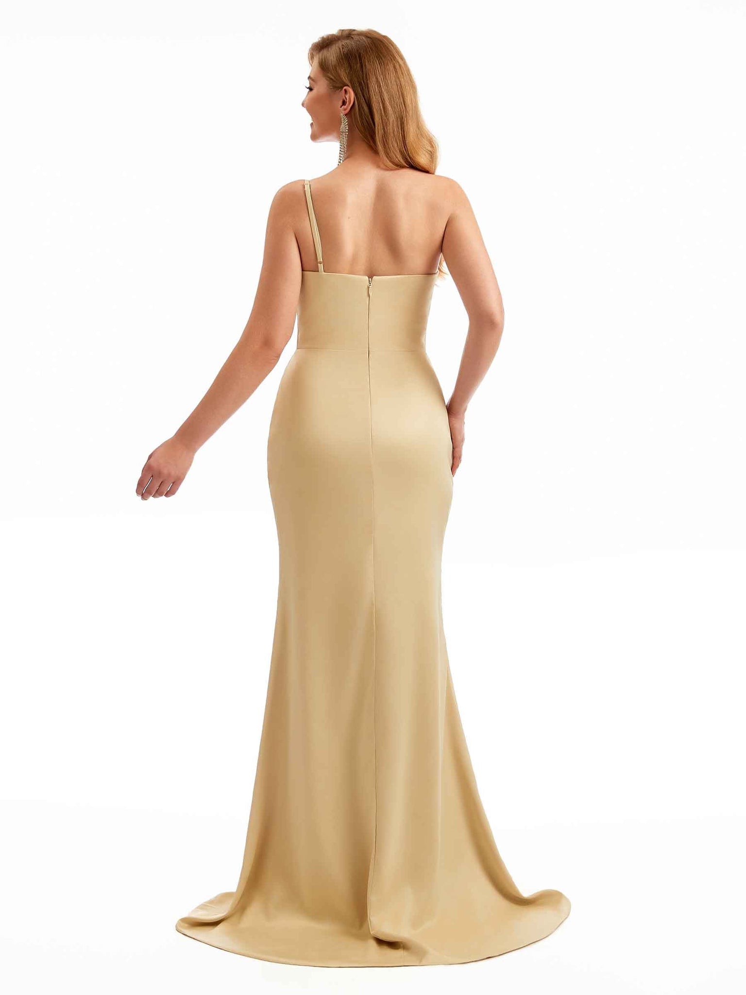 Sexy Stretchy Satin Spring Long Bridesmaid Dresses
