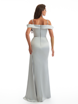 Sexy Cold Shoulder Side Slit Mermaid Soft Satin Long Bridesmaid Dresses Online