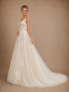 ChicSew Fancy Spaghetti Straps Tulle Lace Appliques A-Line Maxi Wedding Dress