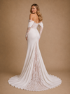 ChicSew Beautiful Unique Sweetheart Boning Long Sleeves Ruched Mermaid Lace Chiffon Maxi Wedding Dress